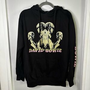 Black Hoodie David Bowie Concert Sweatshirt | Men’s Medium- Oversized